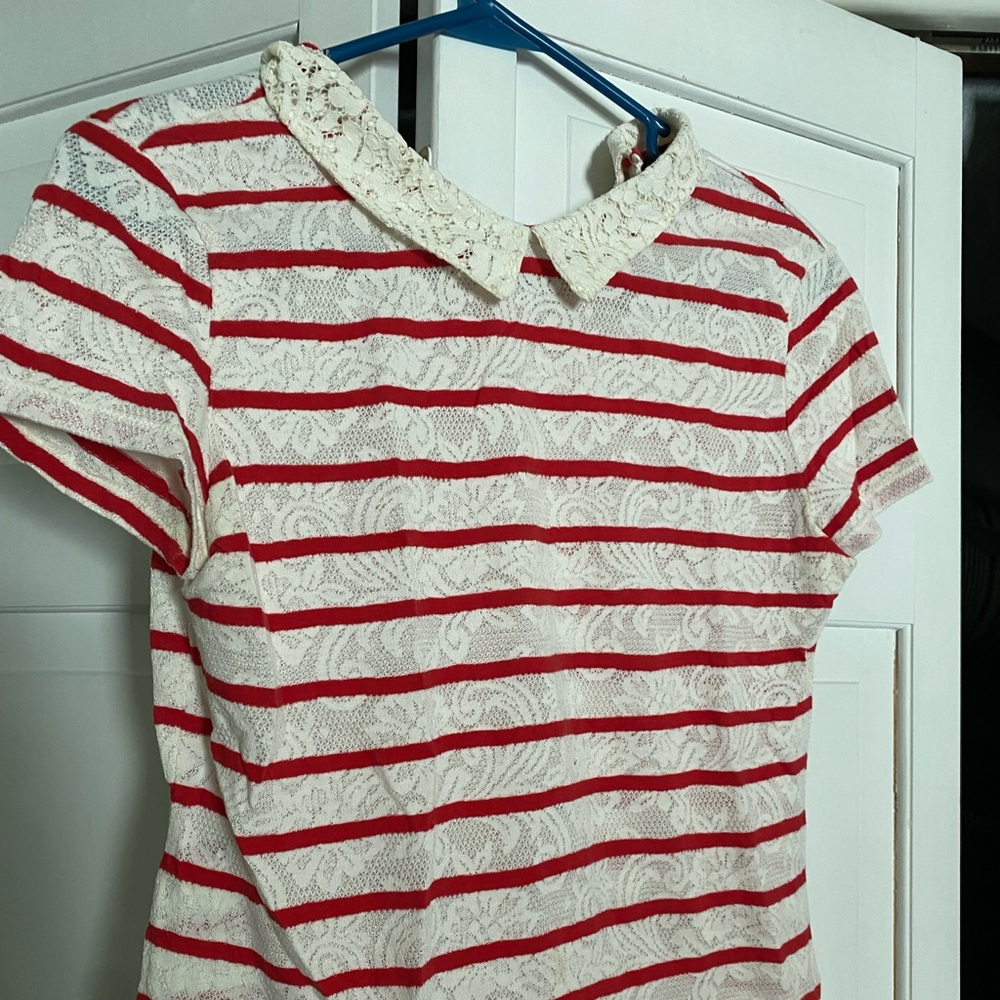 French Style Lace Collared T-Shirt
